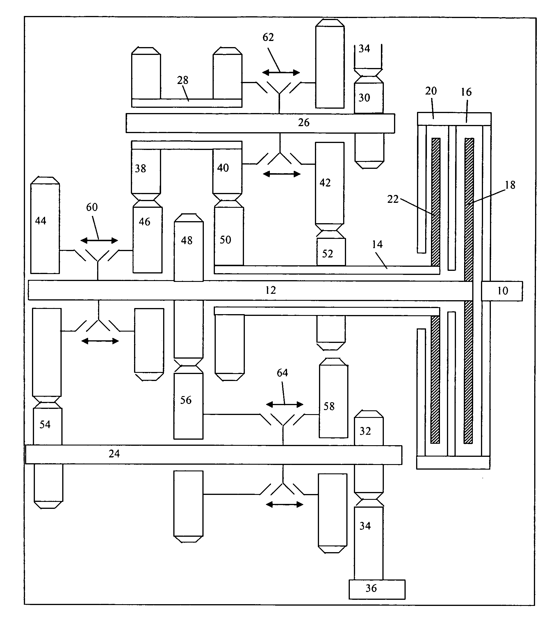 Dual clutch kinematic arrangements with wide span