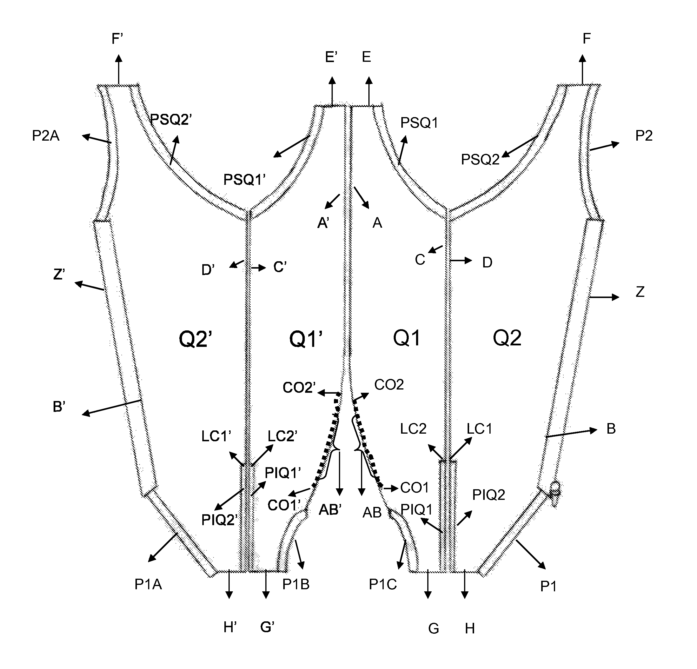 Structural arrangement for post-surgery garment for domestic animals and the like