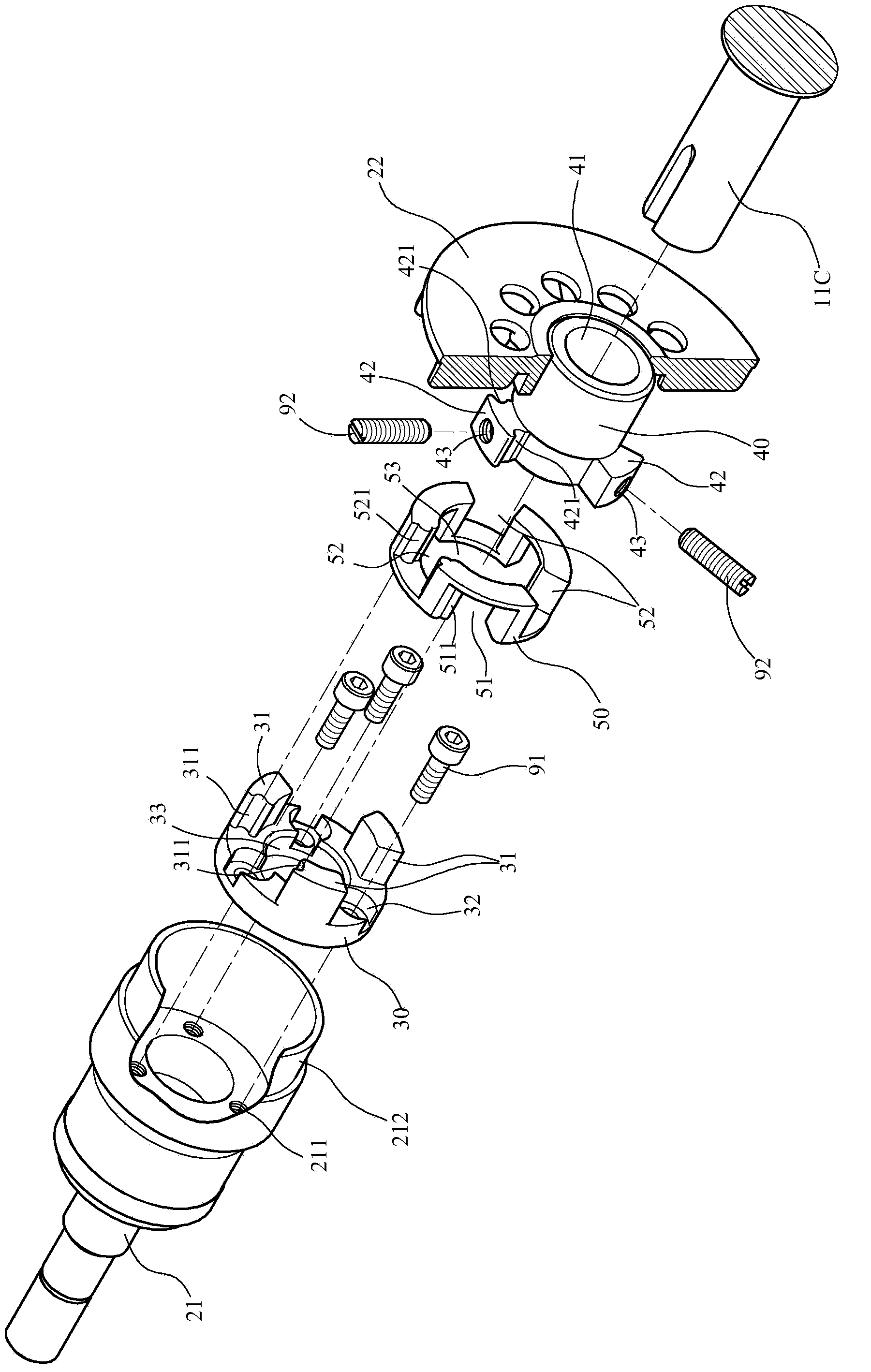 Modular shaft connecting structure