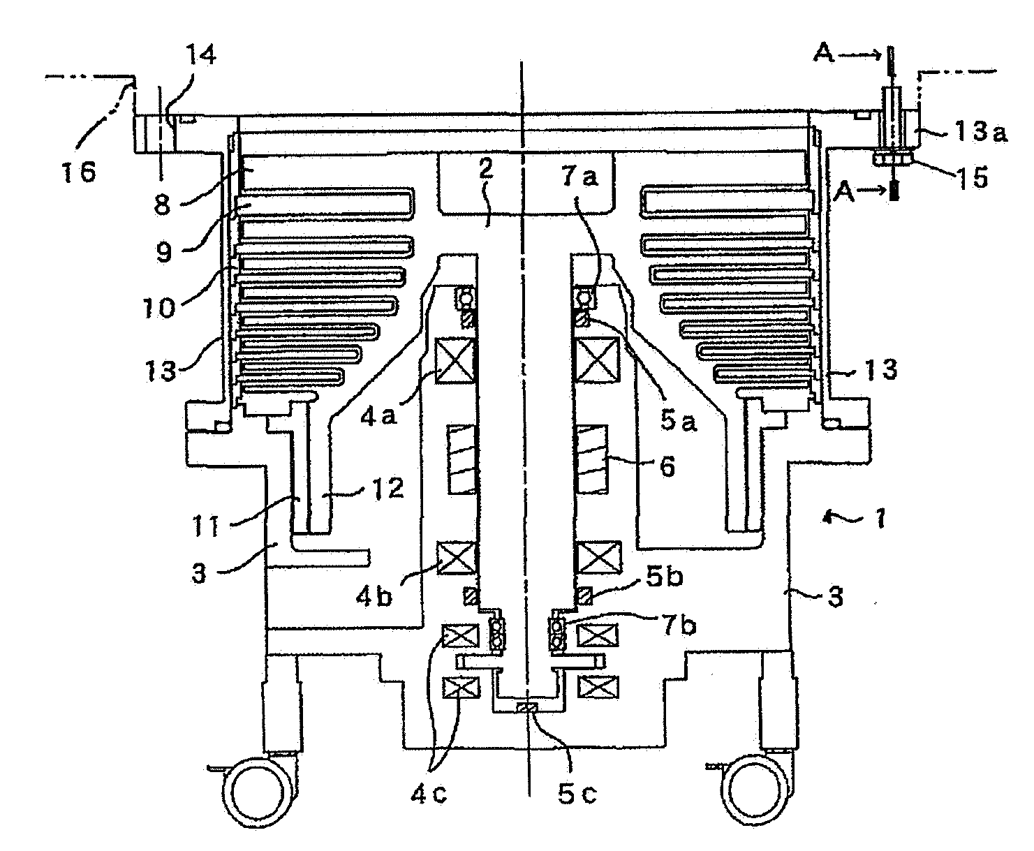 Fastening structure and rotary vacuum pump