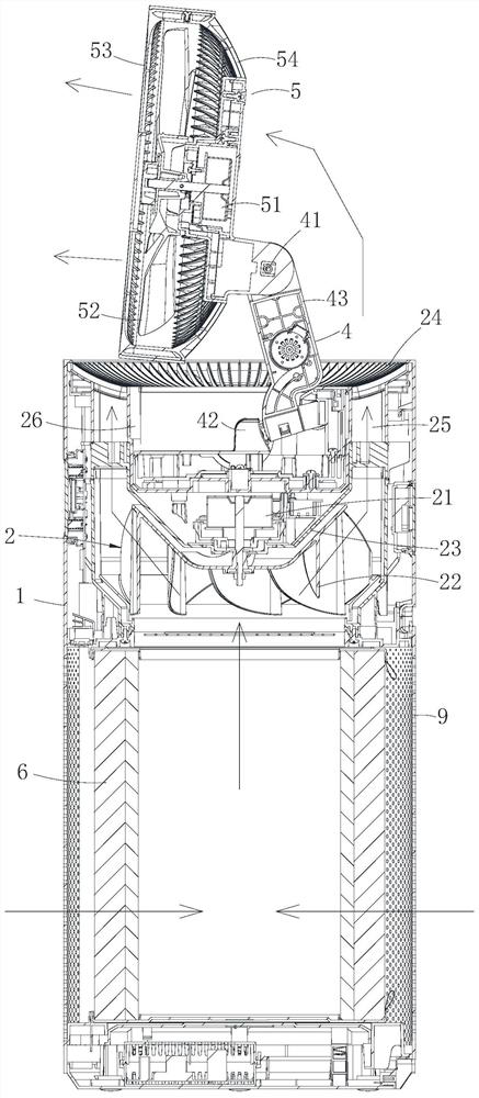 Fan with head oscillating and raising functions and air purifier using fan