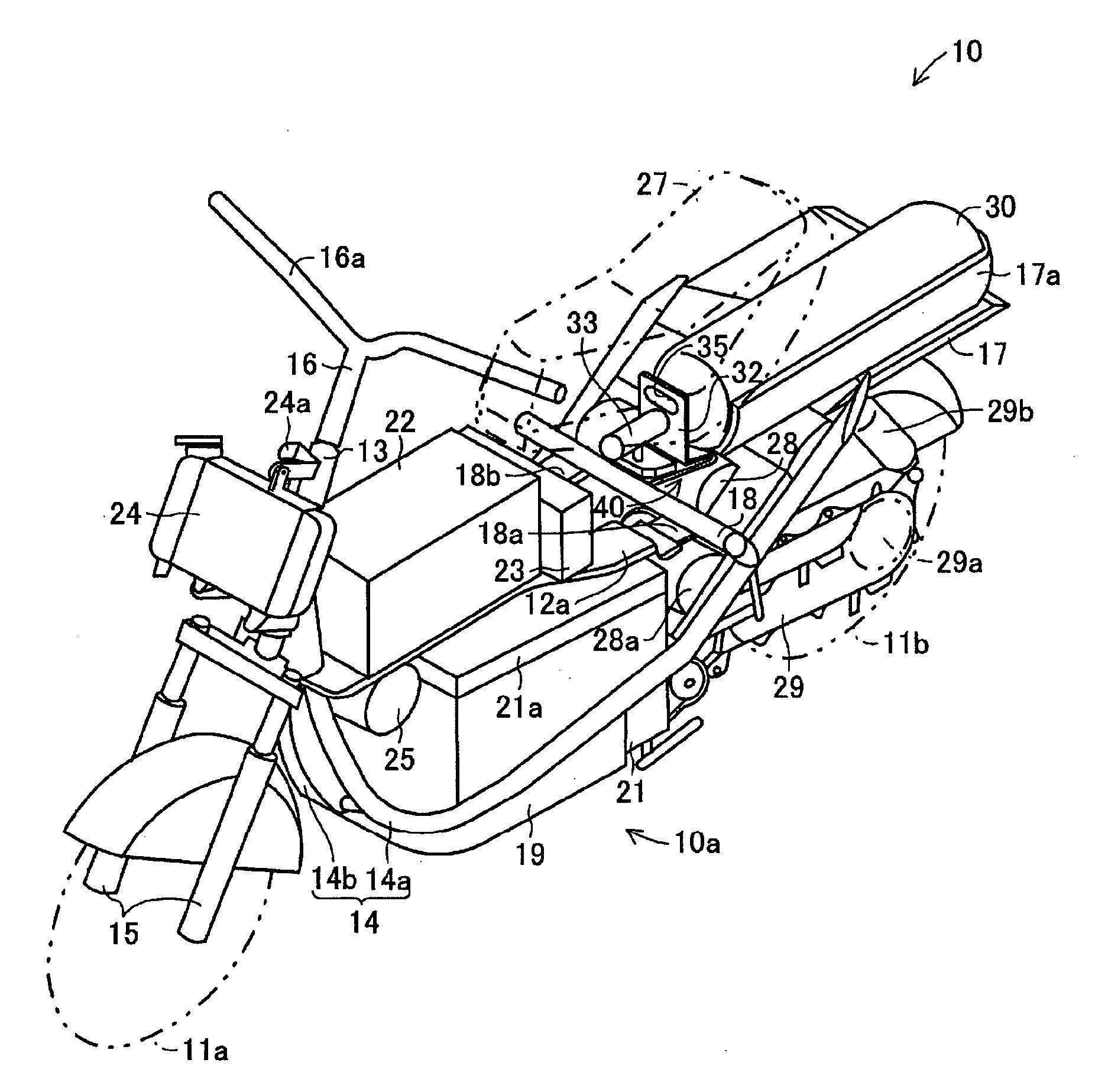 Motorcycle equipped with a hydrogen storing container