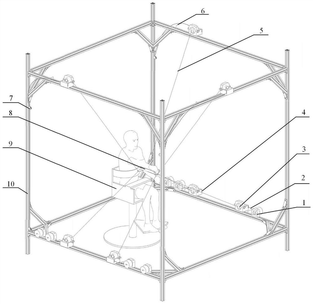 Parallel flexible cable driven upper limb rehabilitation robot capable of realizing fixed-point output of flexible cables