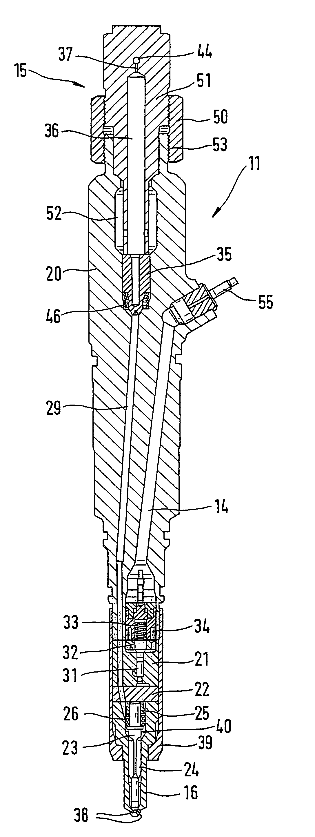 Device for injecting fuel to stationary internal combustion engines