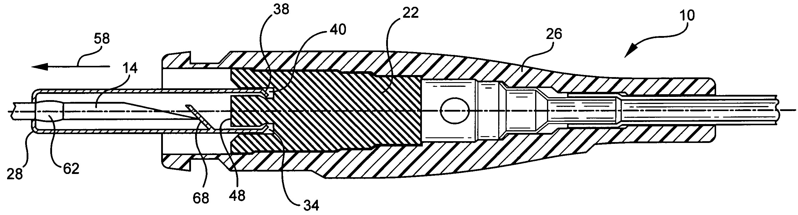 Needle shield to septum interconnect