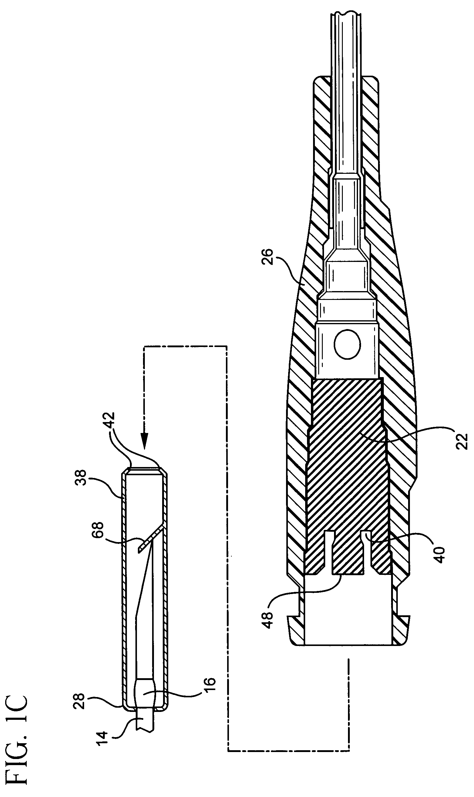 Needle shield to septum interconnect