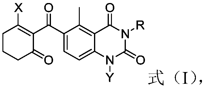 Triketone compound containing quinazolinedione fragment, preparation method and application of triketone compound, and herbicide