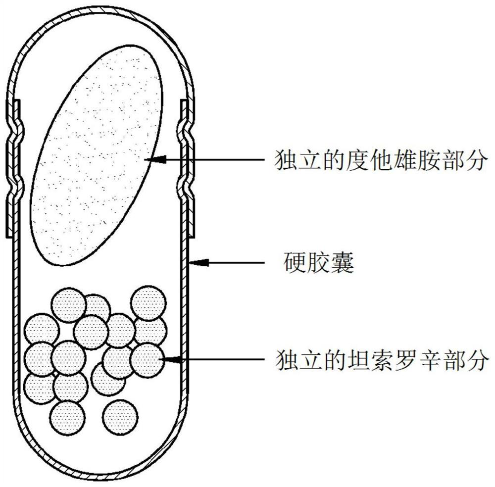 Hard capsule compound containing dutasteride and tamsulosin and preparation method thereof