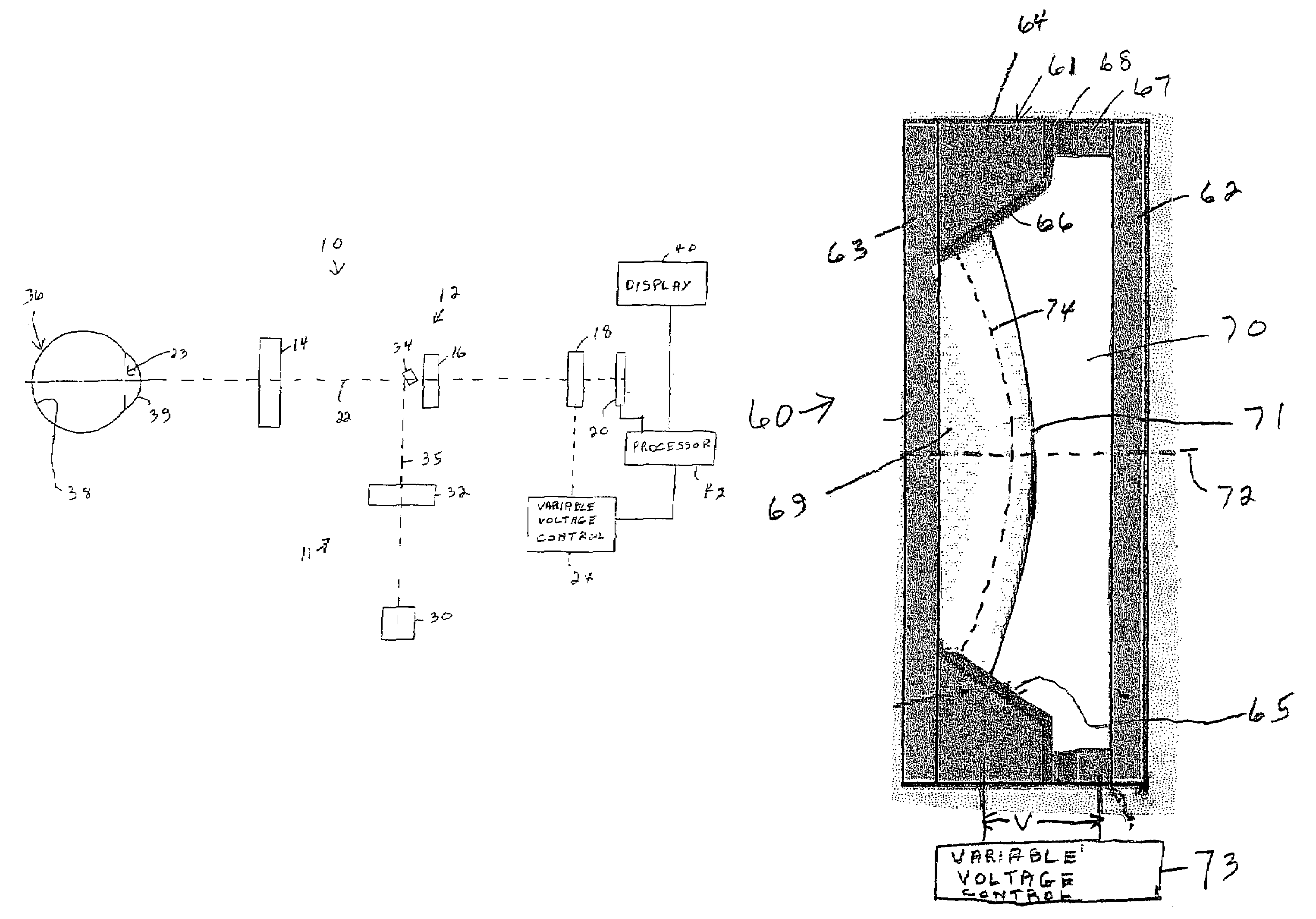 Medical diagnostic instrument with variable focus liquid lens