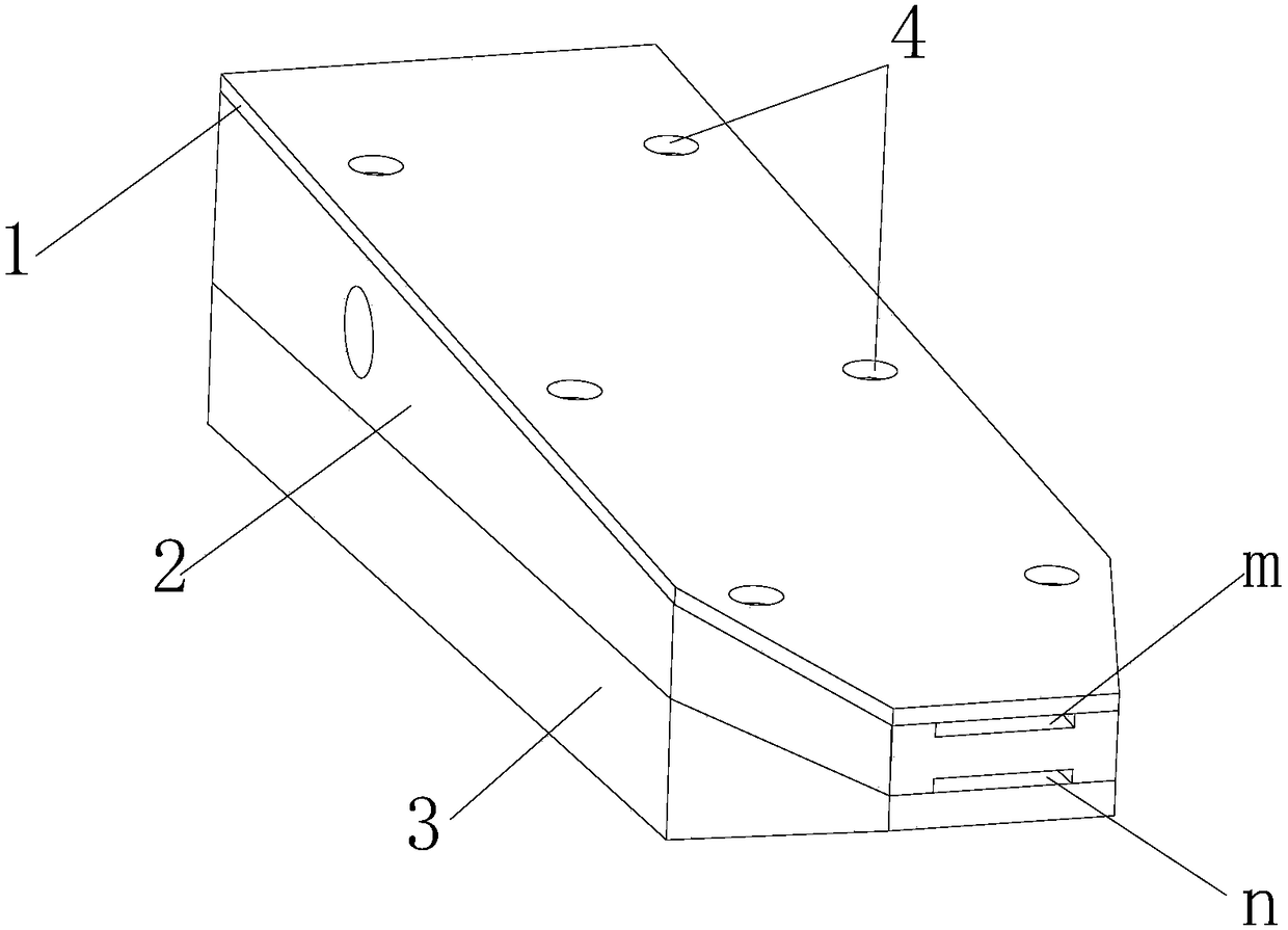 A double-channel converging side-axis powder feeding nozzle