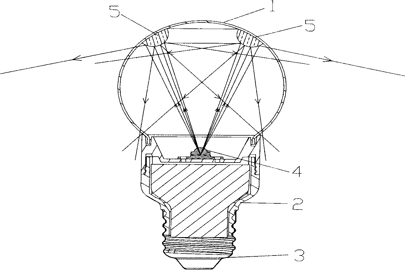 LED light bulb with light on back