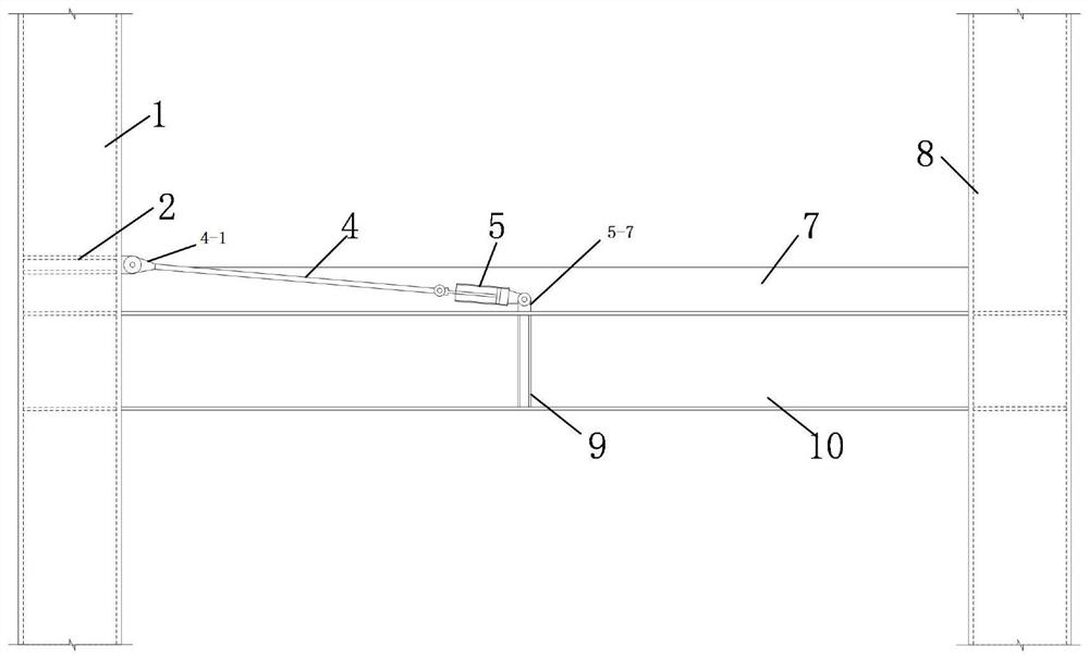 Rod type hydraulic linkage mechanism suitable for resisting progressive collapse of steel-concrete combined structure