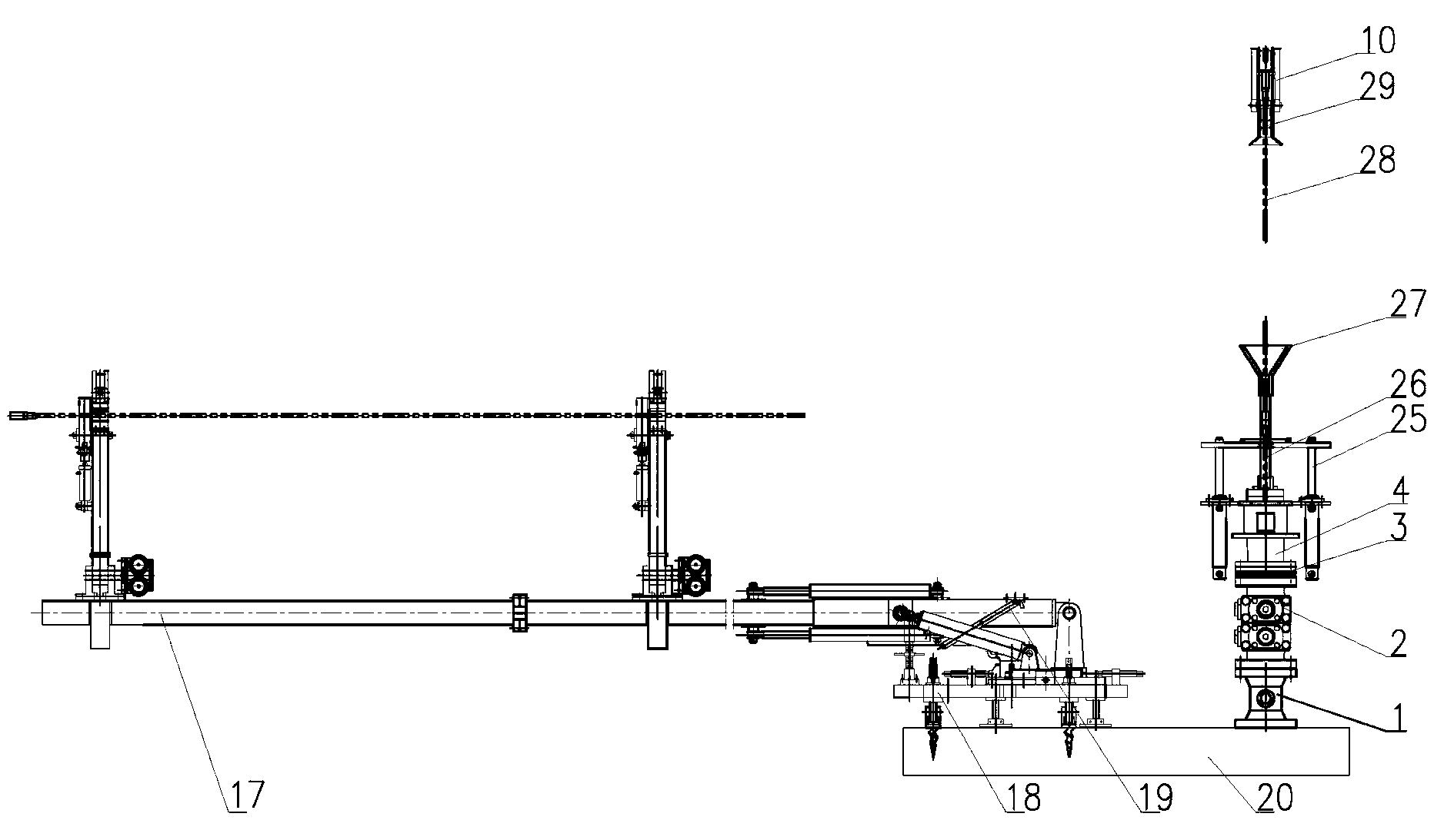 Automatic running and pulling system of oilfield workover string