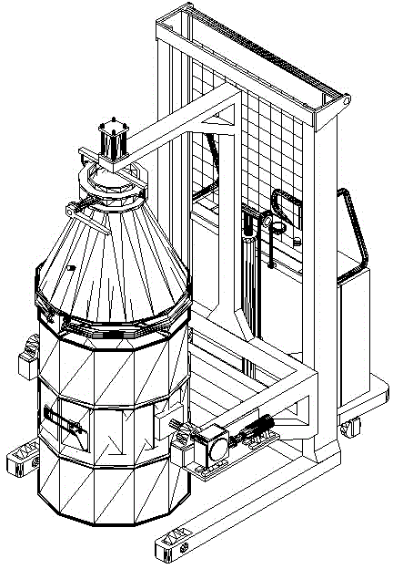 Charging barrel overturning device and method for overturning charging barrel