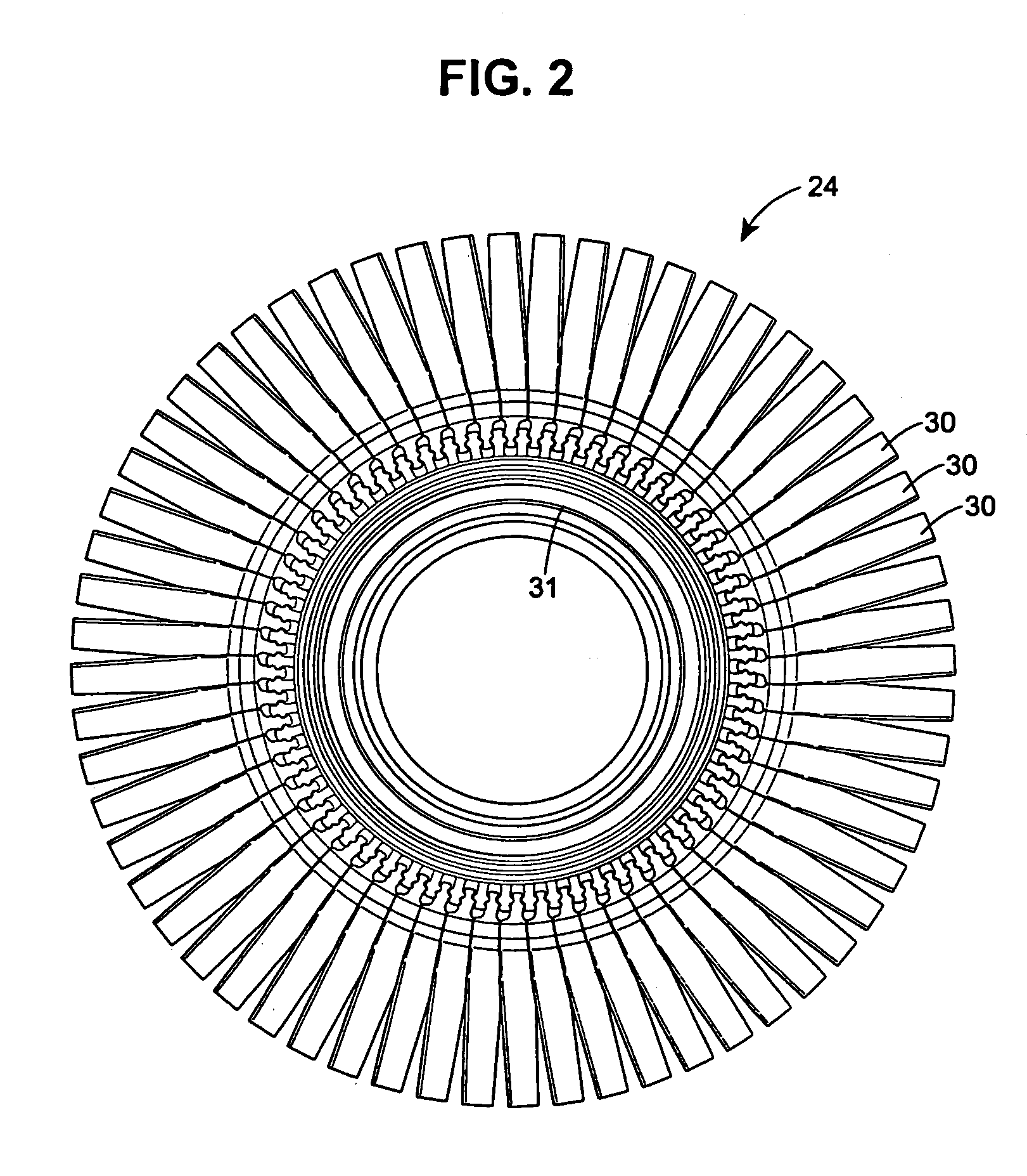 Apparatus and method for reducing operating stress in a turbine blade and the like