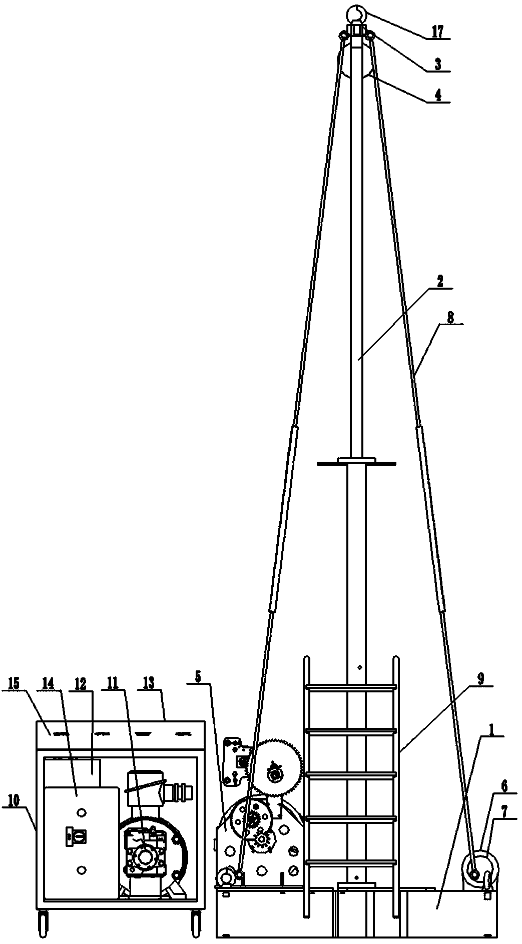 Lifting-free self-elevating offshore oil well testing equipment