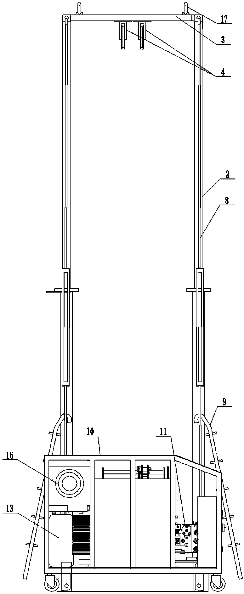 Lifting-free self-elevating offshore oil well testing equipment