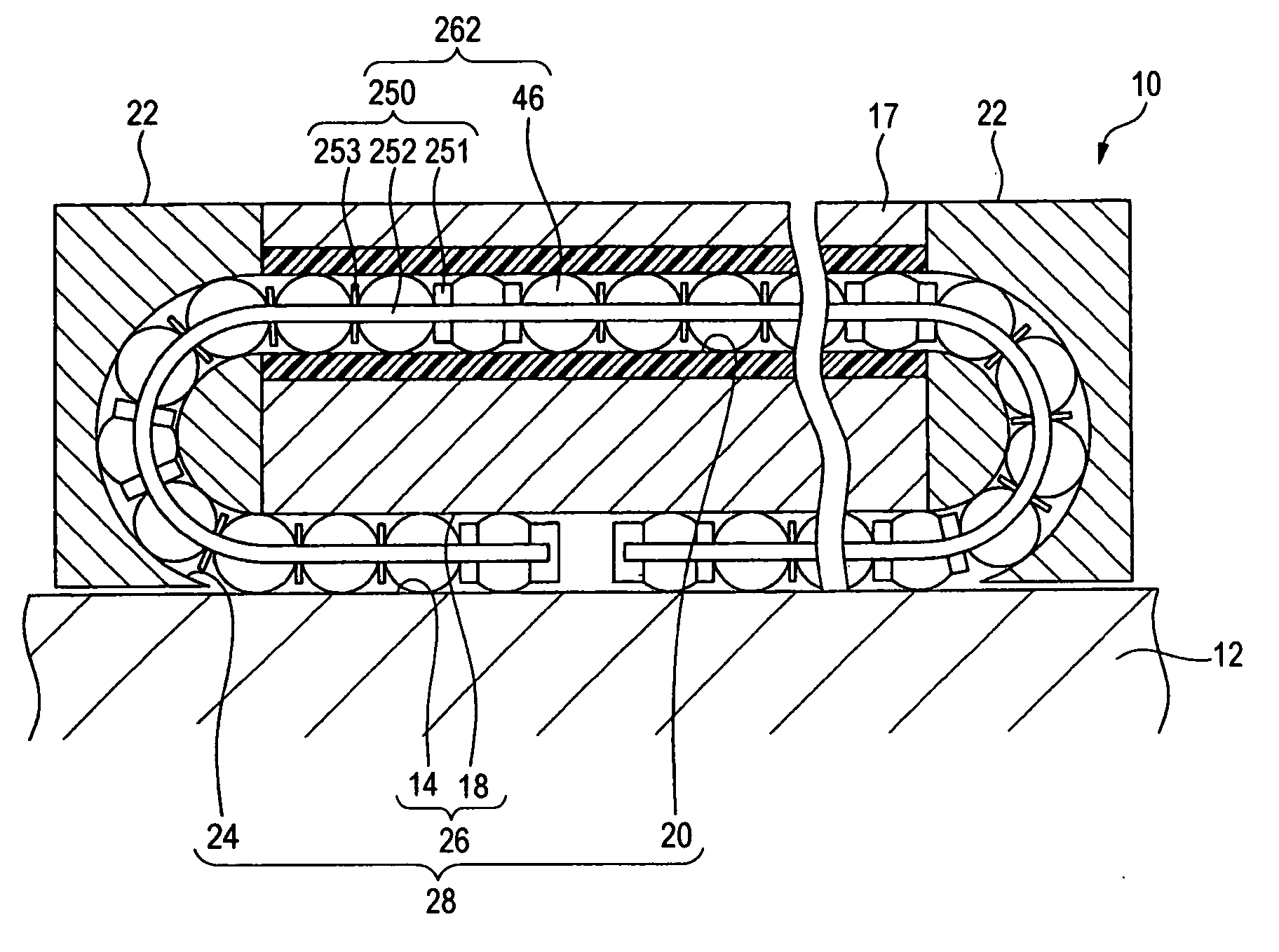 Linear guide device and rolling element accommodating belt for the same