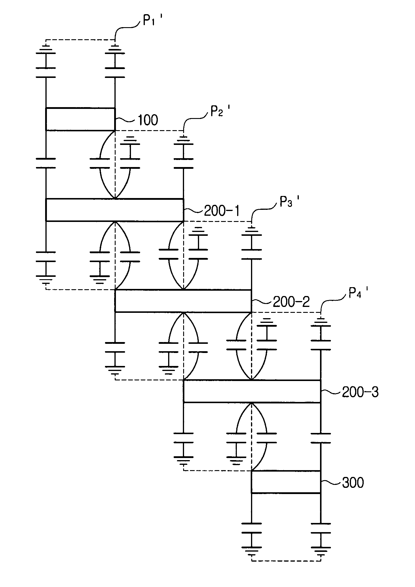 Minaturized parallel coupled line filter using lumped capacitors and grounding and fabrication method thereof