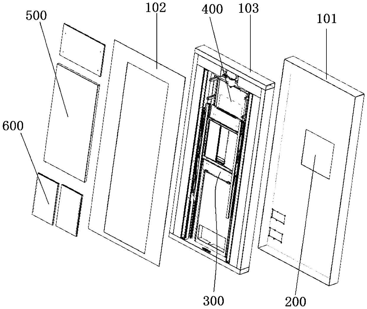 Safety door body device with an object receiving and sending function