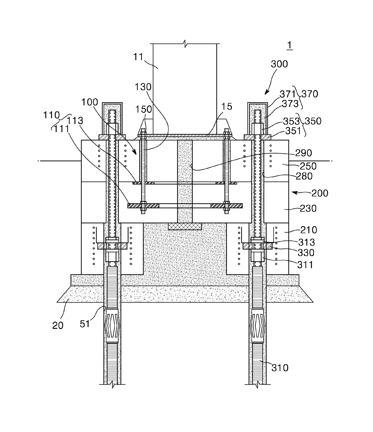 Base body of electric transmission tower using micropile