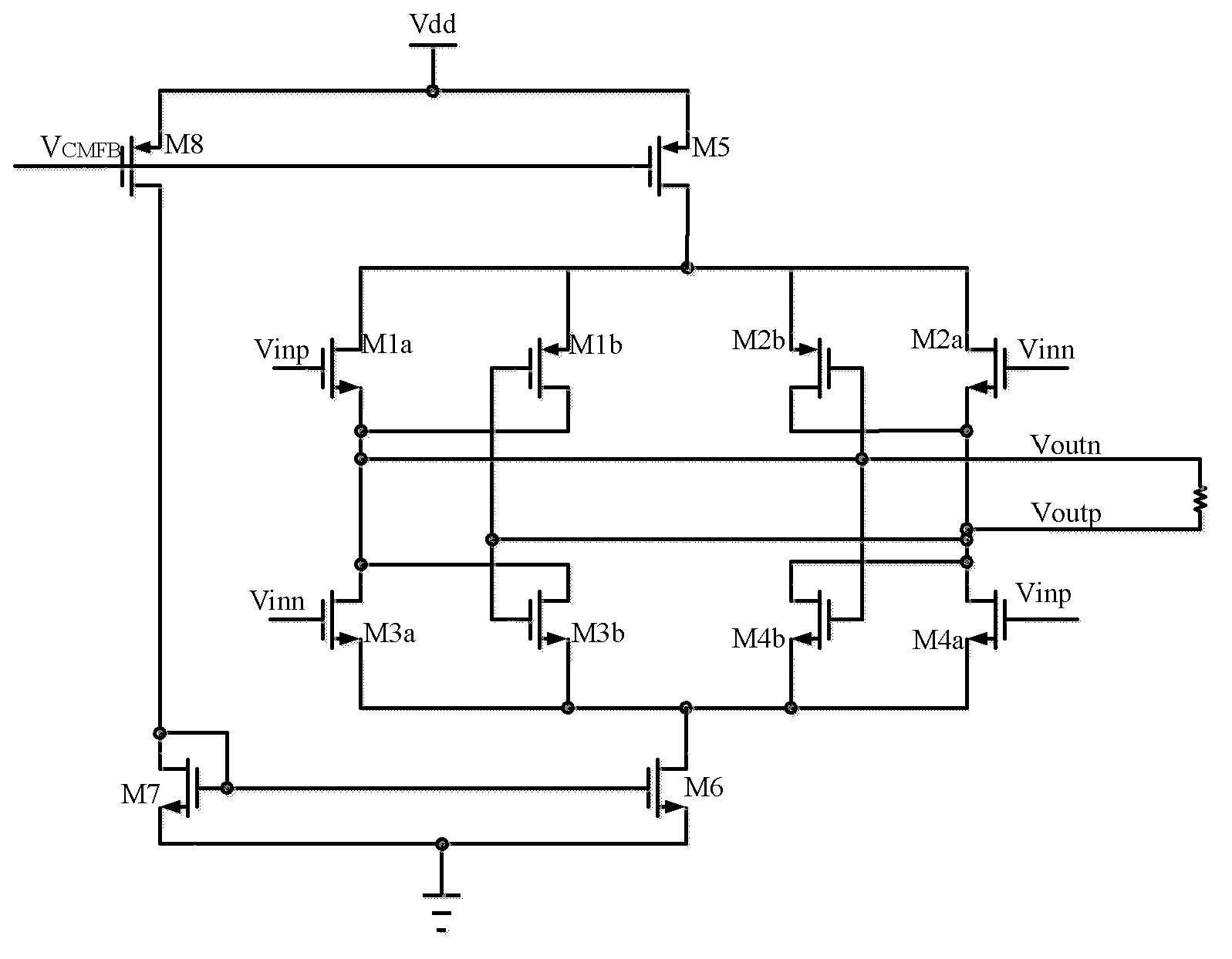 Circuit structure for reducing input load of output driving module of LVDS (low voltage differential signaling) driver