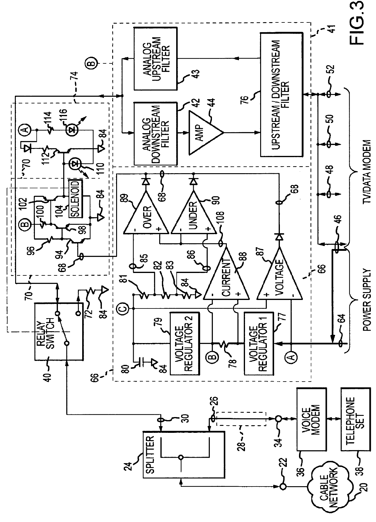 Passive-active terminal adapter and method having automatic return loss control