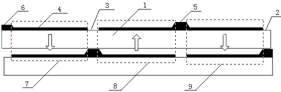 Internal tandem type self-healing metallized film and capacitor