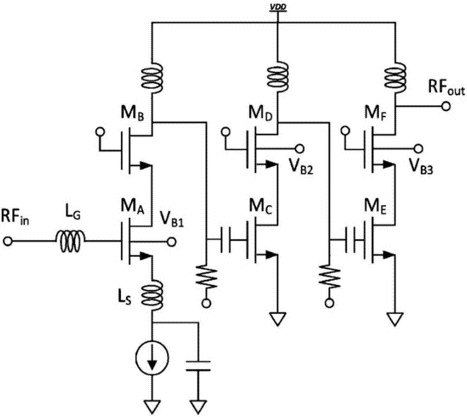 Broadband low-power-consumption and low-noise amplifier applied to wireless sensor network