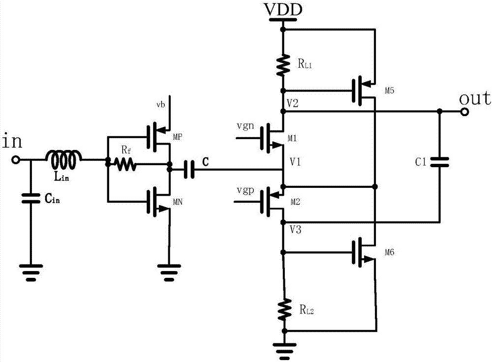 Broadband low-power-consumption and low-noise amplifier applied to wireless sensor network