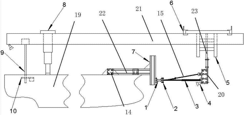 Towing device for ship model test in ice zone