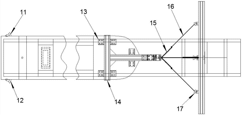 Towing device for ship model test in ice zone