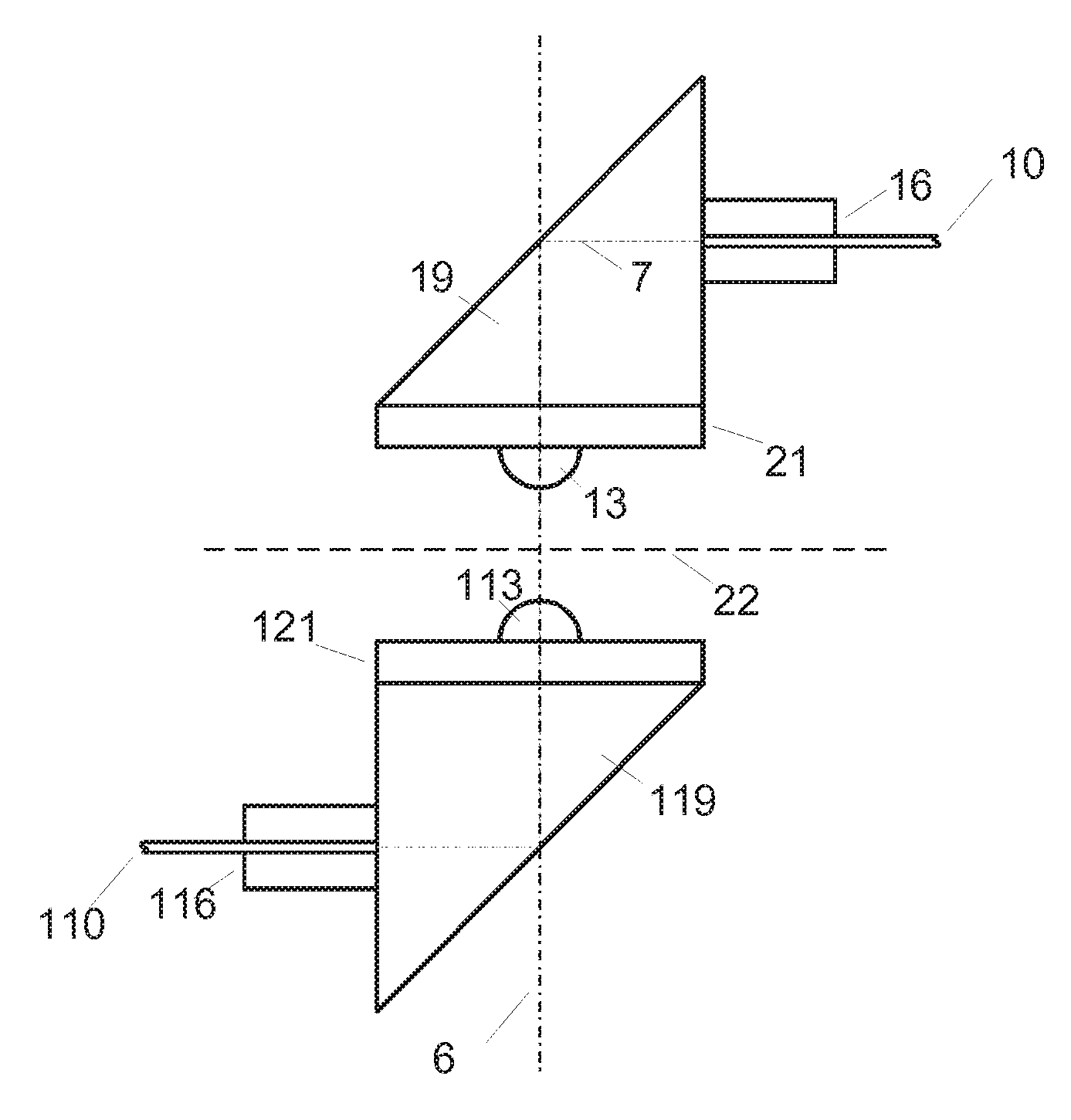 Optical rotating data transmission device of short overall length