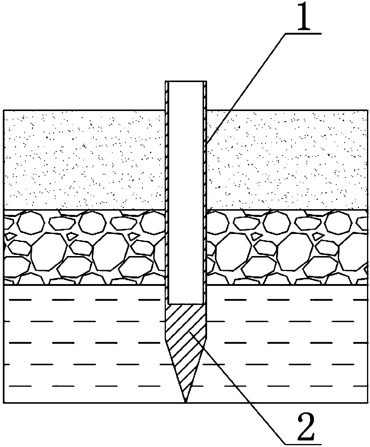 Tubular implant device for preventing electric pole from being frozen to be bulged and tilting, manufacturing method thereof and rod standing method based on tubular implant device