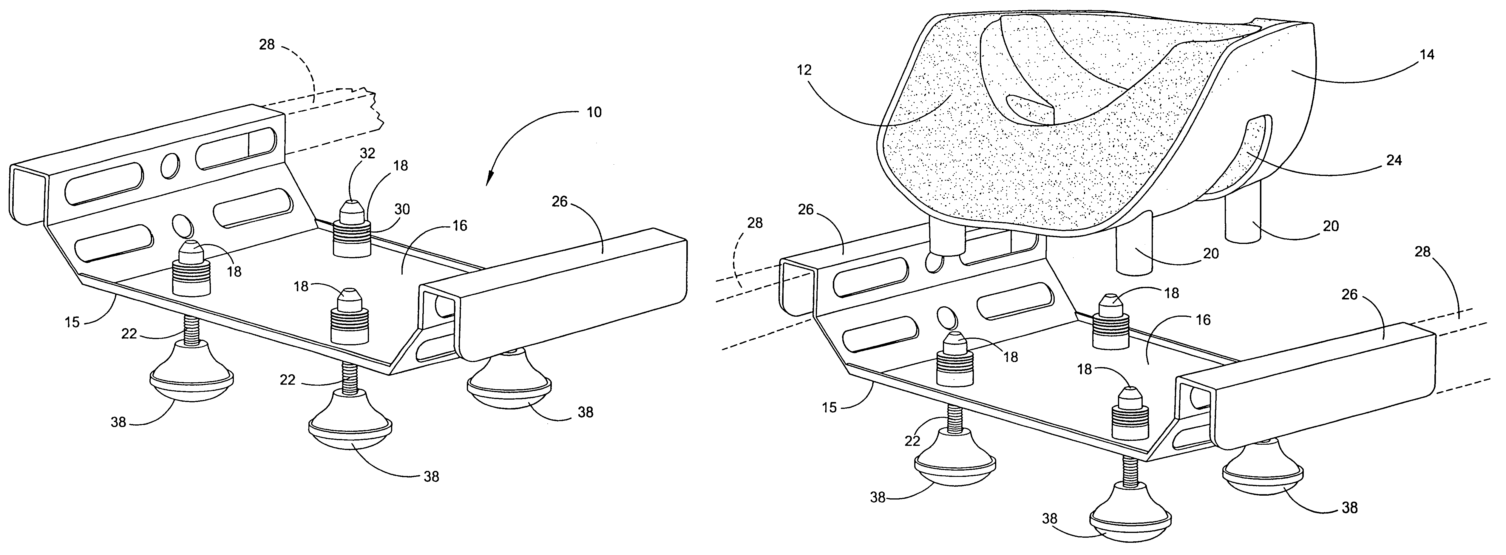 Table engageable support for head cushion supporting anesthetized patient