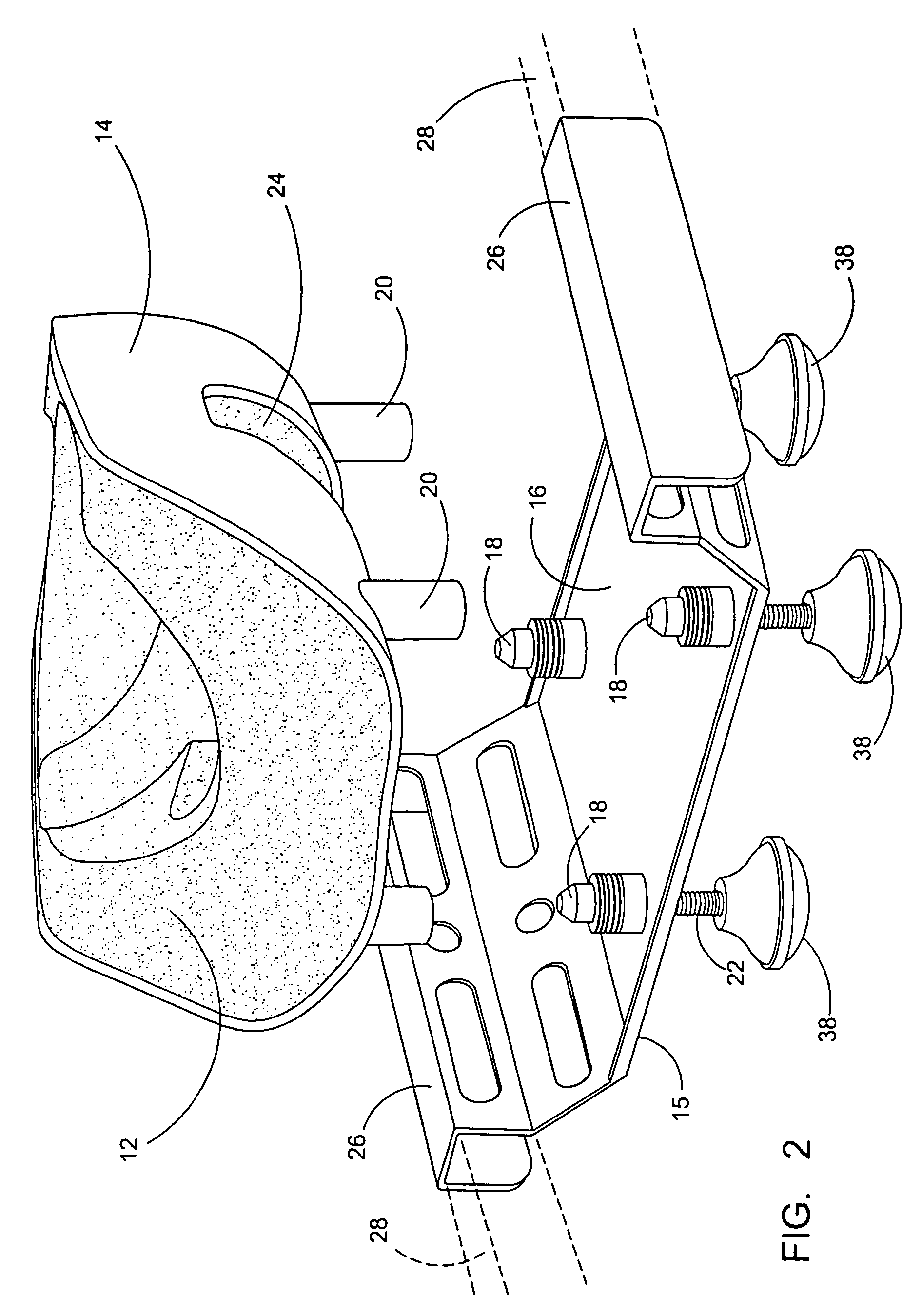 Table engageable support for head cushion supporting anesthetized patient