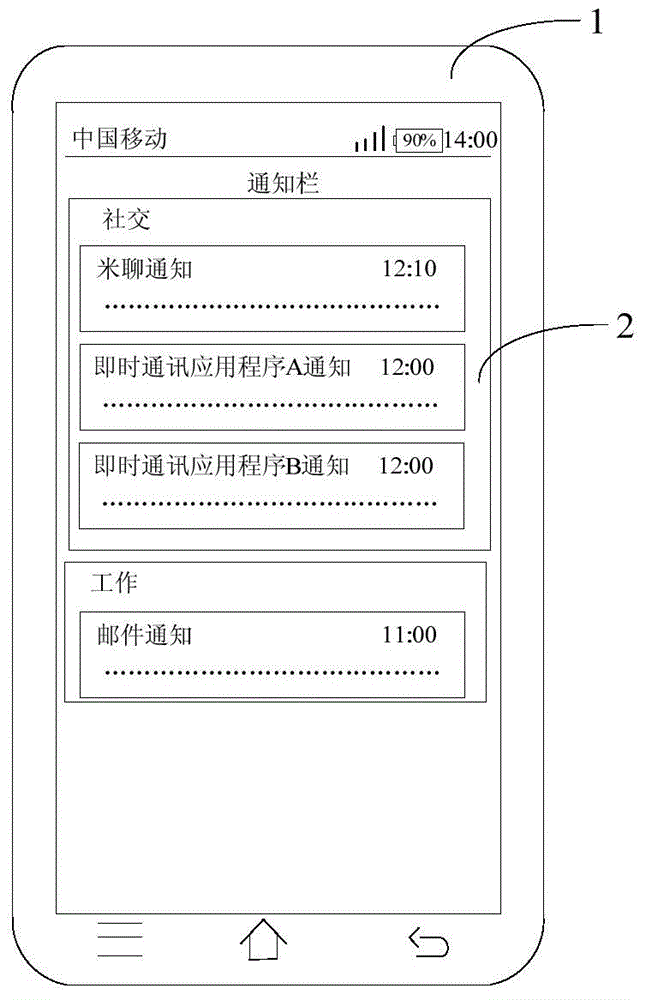 Push message display method and push message display device