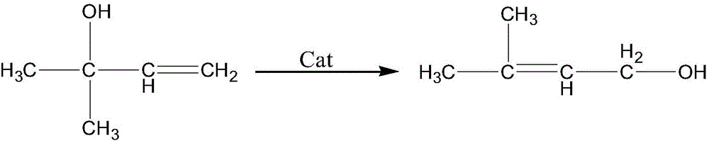 Isomerization synthesis of 3-methyl-2-buten-1-ol using water-containing methyl butenol