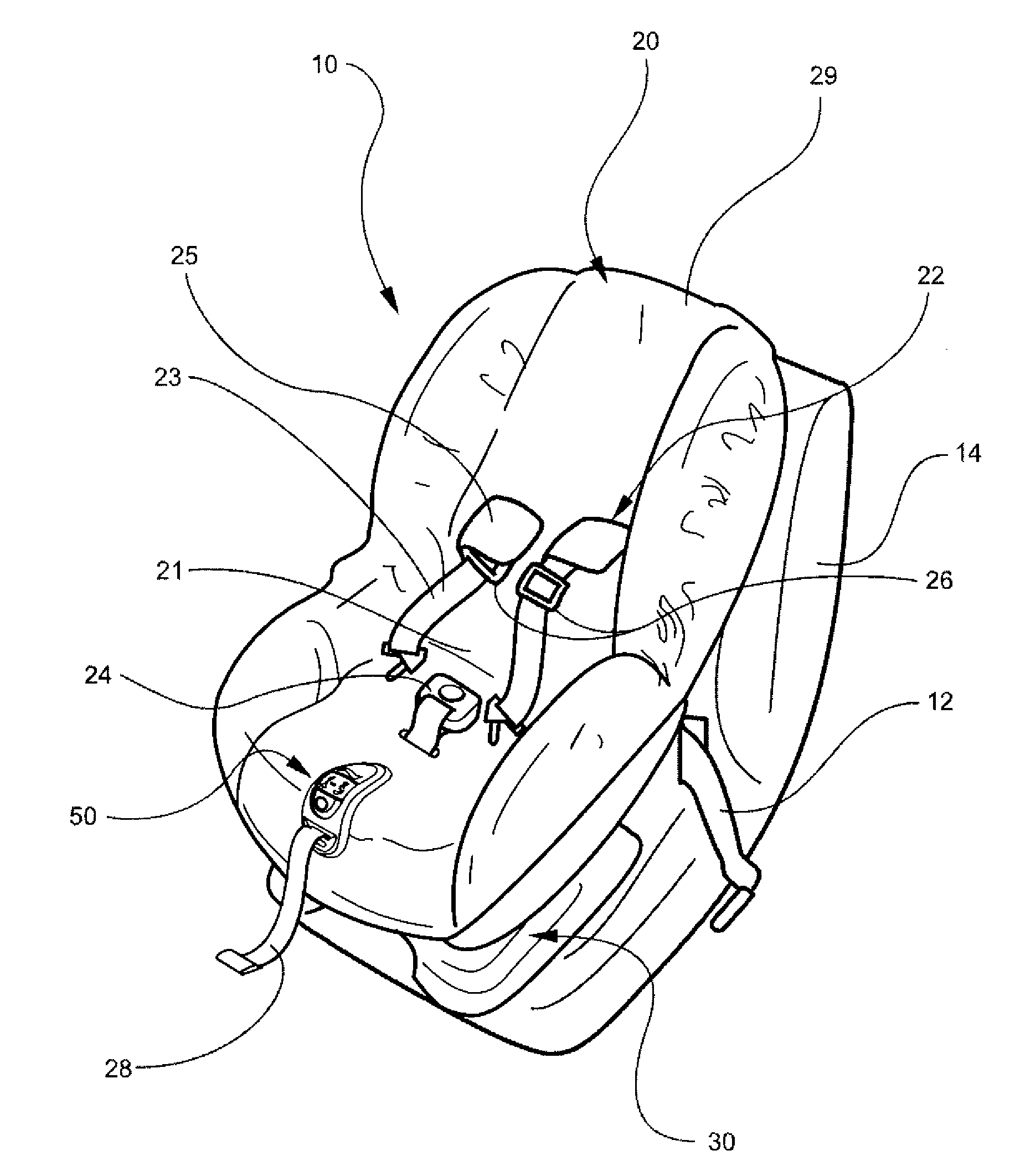 Child restraint system including tension sensor and status indicator