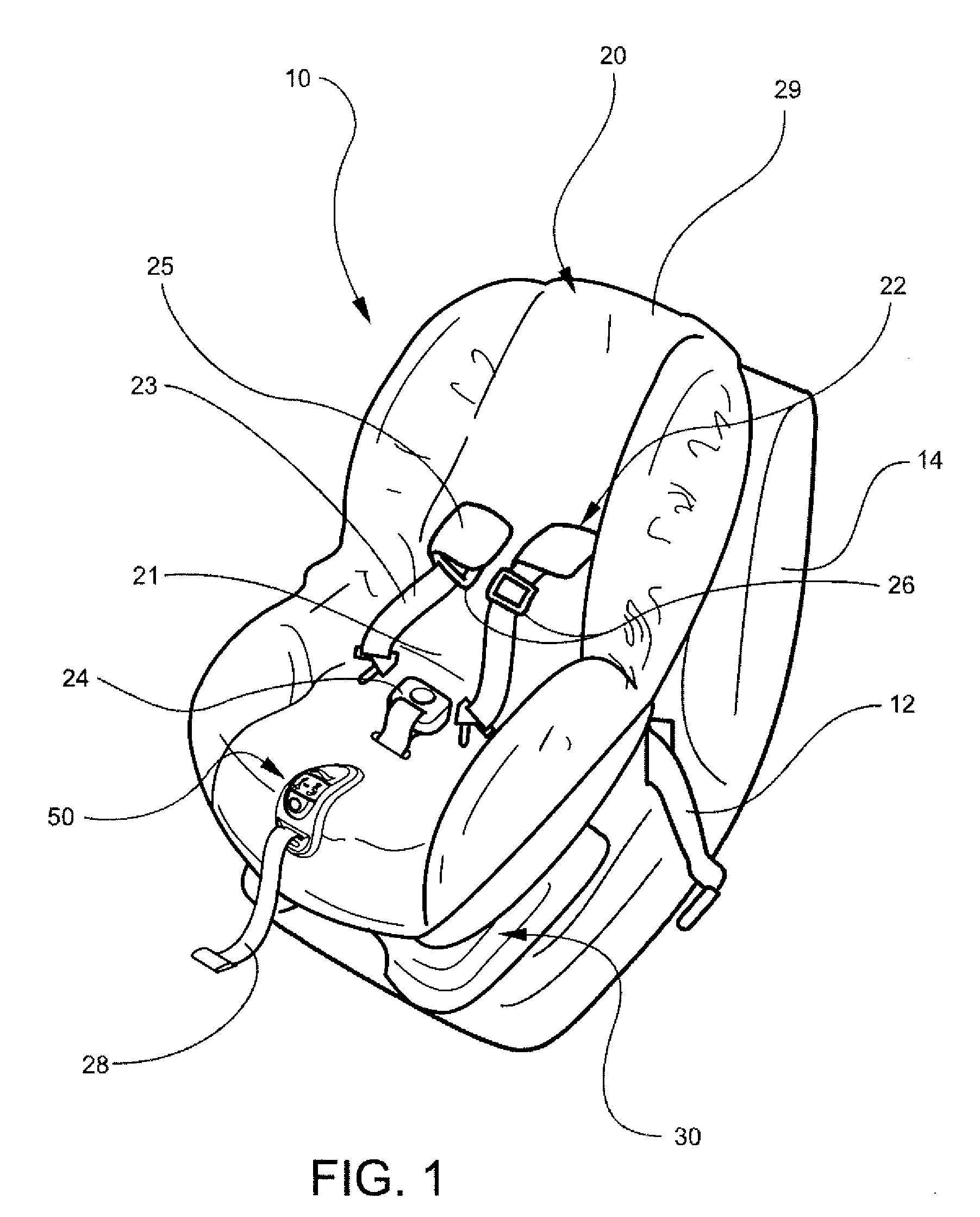 Child restraint system including tension sensor and status indicator