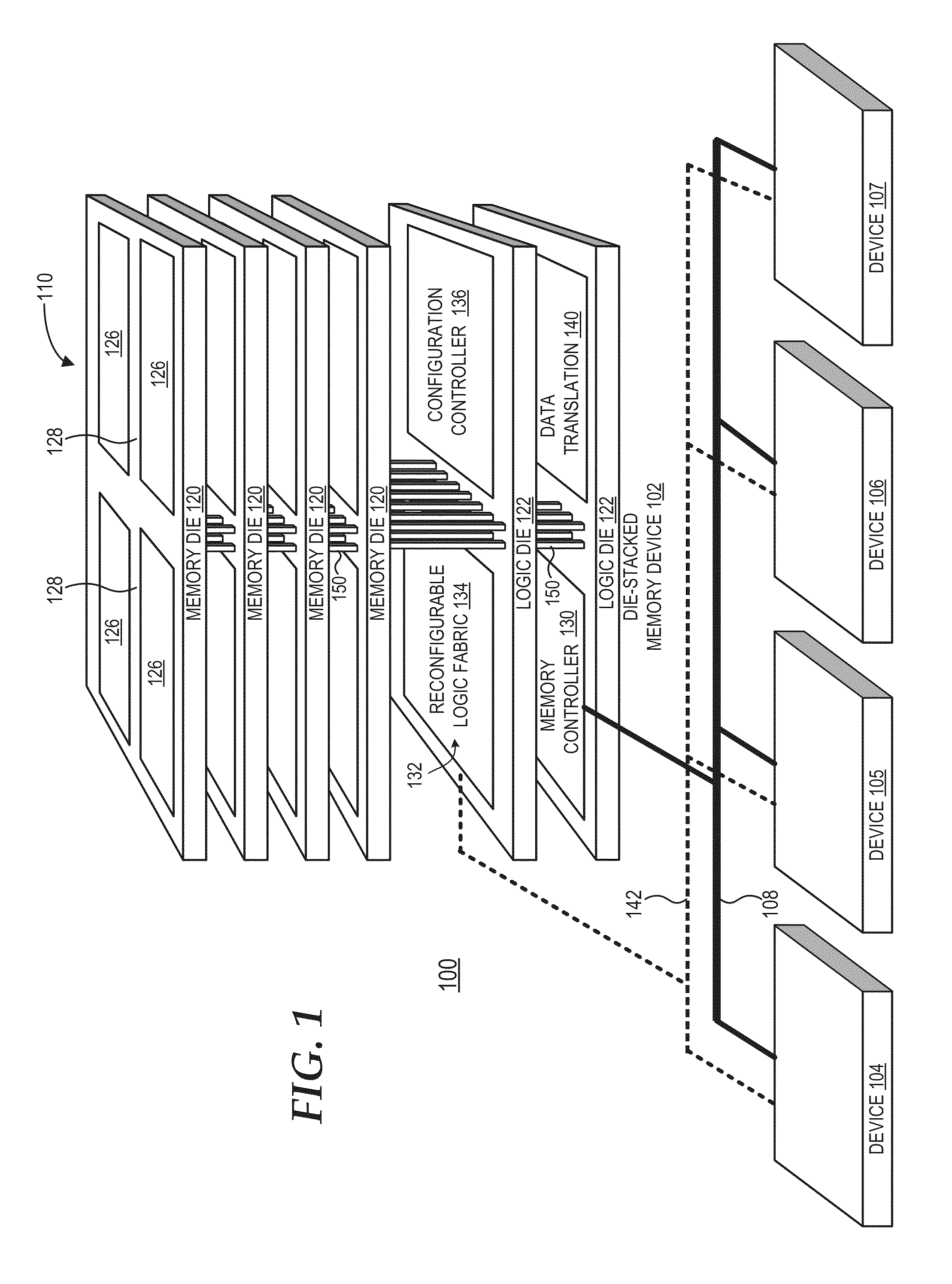 Die-stacked memory device providing data translation