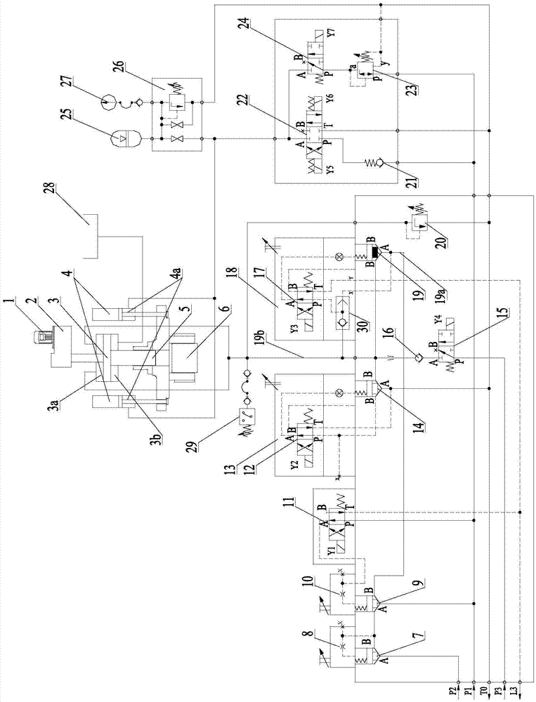 Hydraulic control system for quick opening cylinder and upper roll balance cylinder of steel tube straightening machine