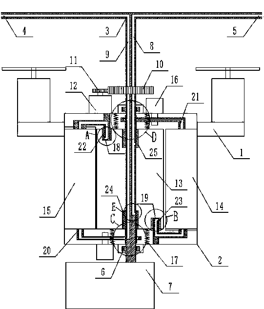 Flight fire extinguishing device with dry powder and foam extinguishing agents