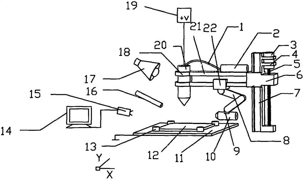 Micro-area synchronous curing electronic injection printing device