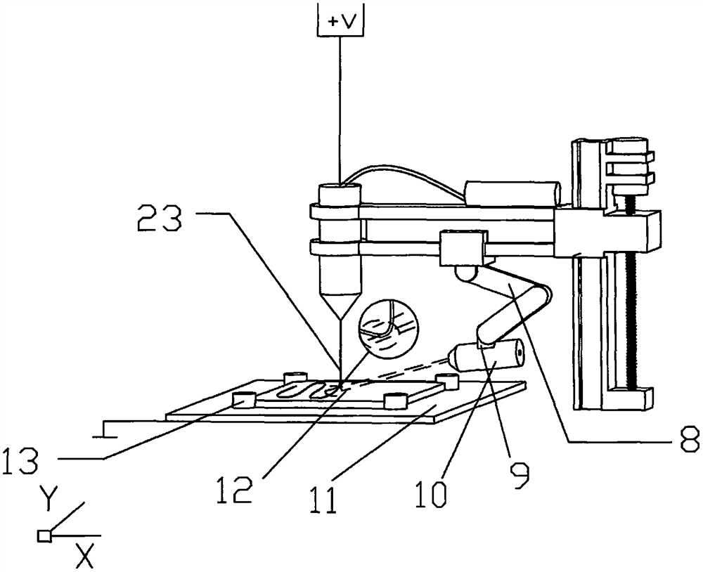 Micro-area synchronous curing electronic injection printing device