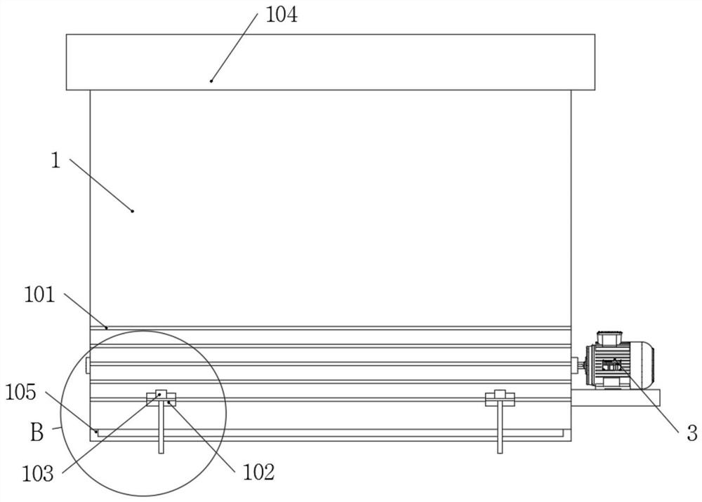 Self-cleaning type cooling tank for high polymer material production