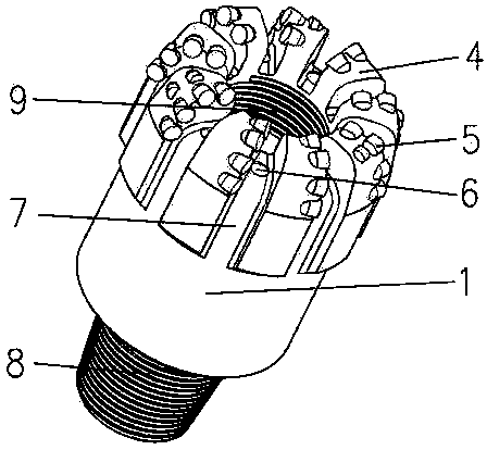 High-efficiency rock-breaking combination tool with punching-and-rotating scraping-and-cutting stepping function