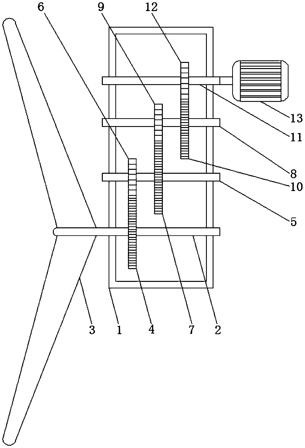 Wind power generation assembly capable of carrying out double-axis rotation based on gear transmission principle