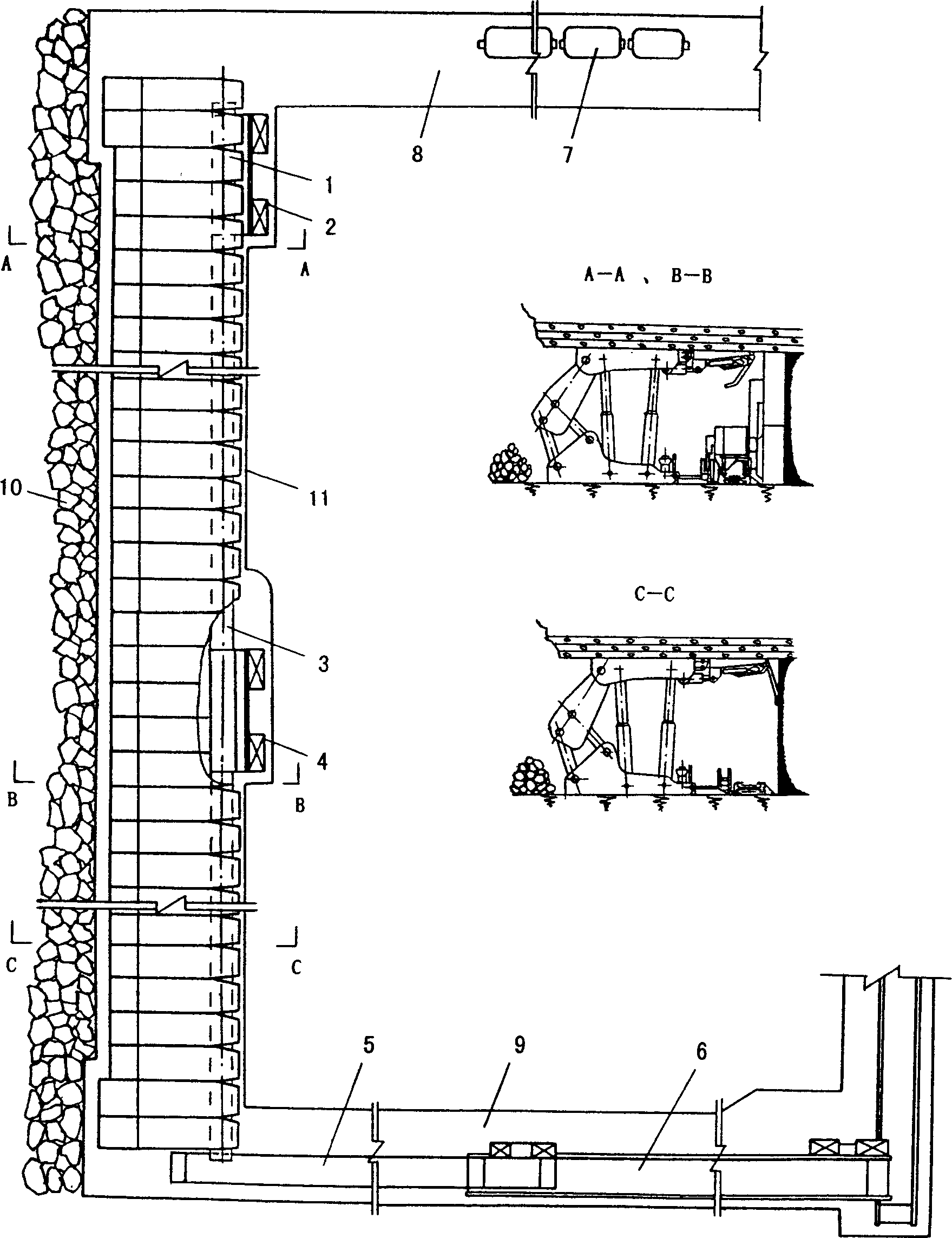 Comprehensive coal-mining process by using long wall mining method