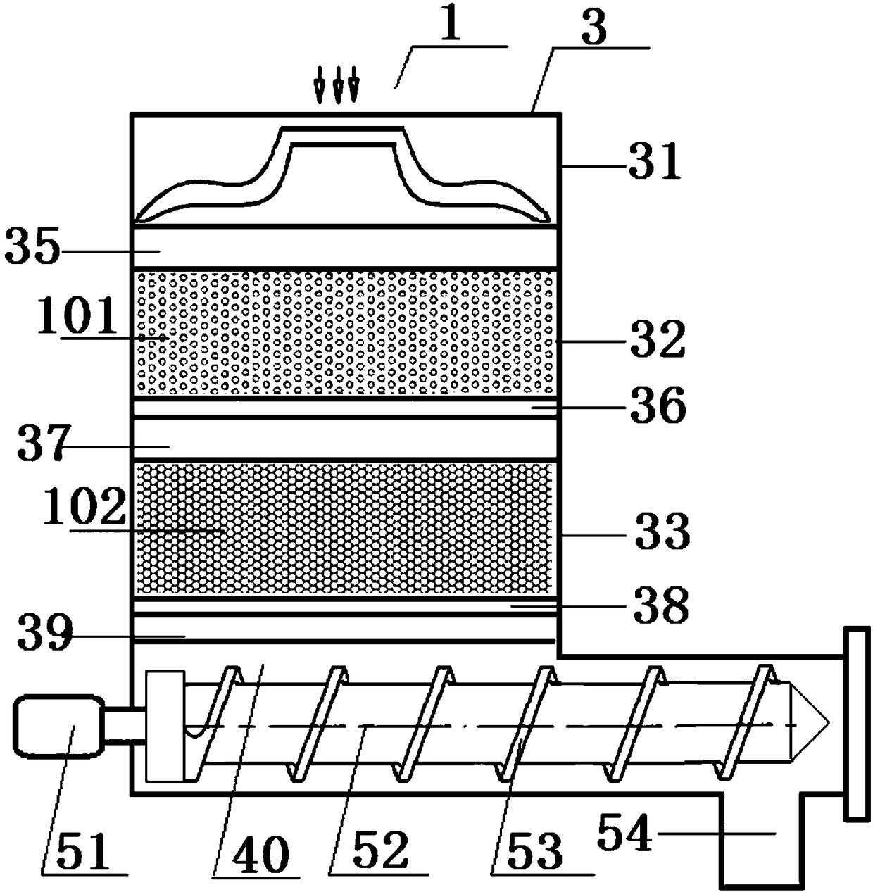 Filtering and regeneration system for waste non-woven fabric